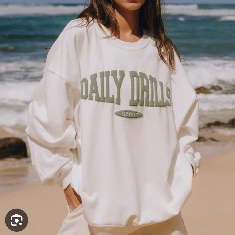 Daily Drills White Sport Crew Neck Sweater
